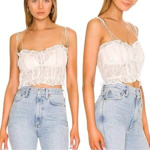 For Love and Lemons Jules Crop Top in White Size Small NWT